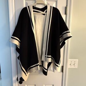 Black and White Open Front Poncho